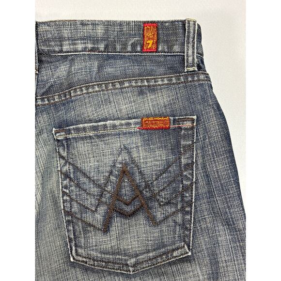 7 For All Mankind Women's A Pocket Bootcut Blue Denim Jeans - 32 (30x25) - Picture 3 of 6